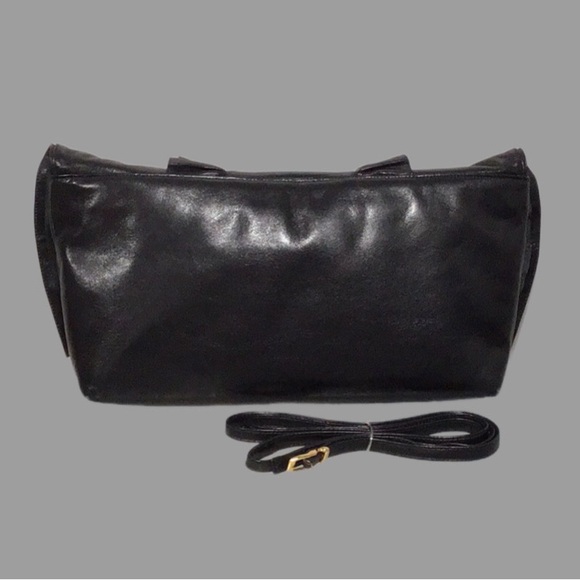 Vintage SUSAN GAIL Leather Clutch/Shoulder Bag with Large Bow Front Flap, Black - Picture 3 of 14